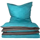 Schiesser Bettwäscheset Doubleface | Unifarben | Renforcé | 2-teilig | 100% Baumwolle | Angenehm weich & glatt | YKK-Reißverschluss | 155x220 cm + 80x80 cm | Türkis-Dunkelgrau