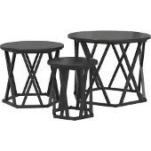 vidaXL Nesting Beistelltisch 3 stk. Schwarz Eichen-Optik