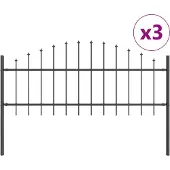 vidaXL Gartenzaun WOERDEN 3 Stk. 170 x 115 cm Grau