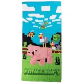 Carbotex Minecraft Piggy Ride Badetuch, Strandtuch 70x140cm