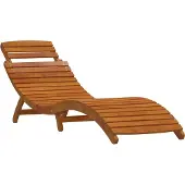 vidaXL Sonnenliege 2 pcs Braun 55 x 184 x 64cm Massivholz Akazie