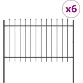 vidaXL Gartenzaun 6 pcs Grau 10,2 x 1,2 m Pulverbeschichteter Stahl