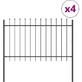 vidaXL Gartenzaun 4 pcs Grau 6,8 x 0,8 m Pulverbeschichteter Stahl