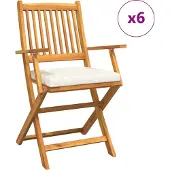 vidaXL Klappstuhl 6 Stk. Weiß Massivholz Akazie