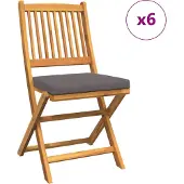 vidaXL Klappstuhl 6 Stk. Grau Massivholz Akazie