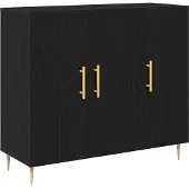 vidaXL Sideboard Schwarz Eichen-Optik 90 x 34 x 80 cm Holzwerkstoff