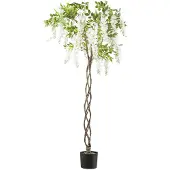 Creativ Green Kunstbaum "Weißer Blauregen" mit geflochtenem Stamm