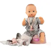 Götz -Puppen Aquini Girl Avocado Puppe - 33 cm Badepuppe ohne Haare mit braunen gemalten Augen - 6-teiliges Set mit Schnuller - Babypuppe ab 18 Monaten