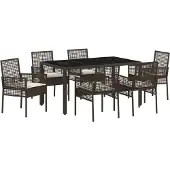 vidaXL Garten Essgruppe 7 Stk. Braun Poly-Rattan
