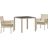 vidaXL Garten Essgruppe 3 stk. Beige Poly-Rattan