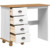 vidaXL Schreibtisch ASKIM Weiß 95 x 40 x 75 cm Massives Kiefernholz