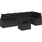 vidaXL Garten-Sofa-Set 7 Stk. Schwarz