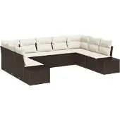 vidaXL Gartensofa-set 9 stk. Braun Poly-Rattan