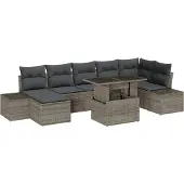 vidaXL Gartensofa-set 8 Stk. Grau Poly-Rattan