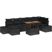 vidaXL Garten-Sofa-Set 8 Stk. Schwarz und Braun