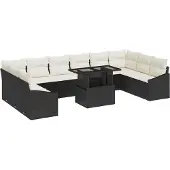 vidaXL Garten-Sofa-Set 11 stk. Schwarz und Creme