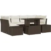 vidaXL Garten-Sofa-Set 7 Stk. Braun und Creme