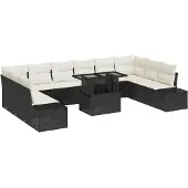 vidaXL Gartensofa-set 11 stk. Schwarz Poly-Rattan
