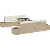 vidaXL Gartensofa-set 9 Stk. Beige und Creme Poly-Rattan