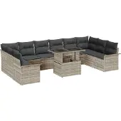 vidaXL Sofa Set 11 Stk. Hellgrau Poly-Rattan