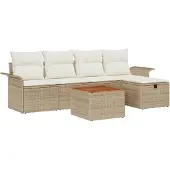vidaXL Gartensofa-set 6 Stk. Beige Poly-Rattan