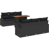 vidaXL Garten-Sofa-Set 7 Stk. Schwarz
