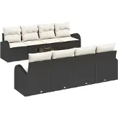 vidaXL Gartensofa-set 9 stk. Schwarz Poly-Rattan