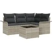vidaXL Gartensofa-set 5 stk. Hellgrau Poly-Rattan