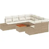vidaXL Gartensofa-set 9 Stk. Beige Poly-Rattan