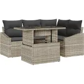 vidaXL Gartensofa-set 5 Stk. Hellgrau Poly-Rattan