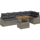 vidaXL Gartensofa-set 7 Stk. Grau und Braun