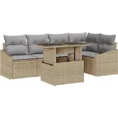 vidaXL Gartensofa-set 6 Stk. Beige und Hellgrau Poly-Rattan