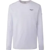 Pepe Jeans Langarmshirt , Herren, Gr. M, weiß, Jersey, Obermaterial: 95% Baumwolle, 5% Elasthan, slim fit normal, Rundhals, Shirts Langarmshirt, Topseller