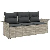 vidaXL Garten-Sofa-Set 3 stk. Grau Poly Rattan