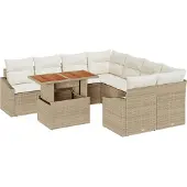 vidaXL Gartensofa-set 9 Stk. Beige und Creme