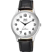Q&Q Herrenuhr Kunstlederion silberfarbig, 3 ATM