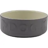 OEM Hundekorb aus Keramik mit Schriftzug, grau, 15 cm