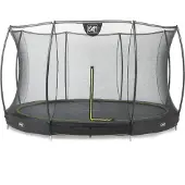 Exit Silhouette Trampolin ø427cm, mit Sicherheitsnetz, Bodentrampolin, Rund, für Kinder, Schwarz