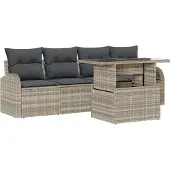 vidaXL Gartensofa-set 5 Stk. Hellgrau Poly-Rattan