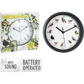 Koopman H&S Decoration Wanduhr mit Vogelgeräuschen grün weiß Glas Polypropylen 1,5x25x25 cm