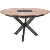 Diamond Garden Tisch LYON Ø 140 cm, Edelstahl Dunkelgrau / Recycled Teak Fase