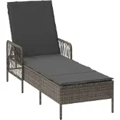 vidaXL Sonnenliege Poly-Rattan Grau und Dunkelgrau