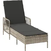 vidaXL Sonnenliege Poly-Rattan Hellgrau und Dunkelgrau