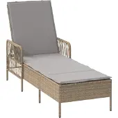 vidaXL Sonnenliege Beige und Hellgrau 200 x 55 x 92 cm Poly-Rattan