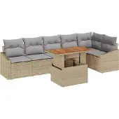 vidaXL Gartensofa-set 7 Stk. Beige und Grau