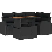 vidaXL Garten-Sofa-Set 5 Stk. Schwarz