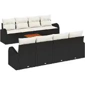 vidaXL Gartensofa-set 9 Stk. Schwarz Poly-Rattan
