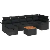 vidaXL Gartensofa-set 8 stk. Schwarz Poly-Rattan