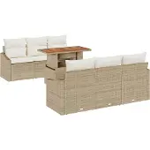 vidaXL Gartensofa-set 7 Stk. Beige und Creme