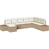 vidaXL Gartensofa-set 8 stk. Beige Poly Rattan